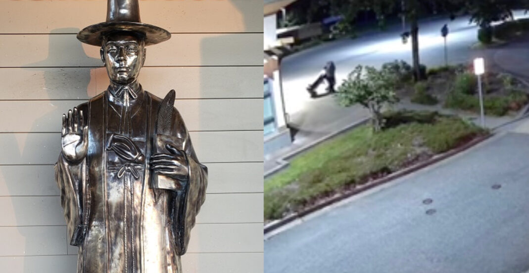 Brazen thieves make off with bronze statue from Surrey church (VIDEO)
