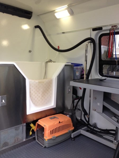 Bath station inside van