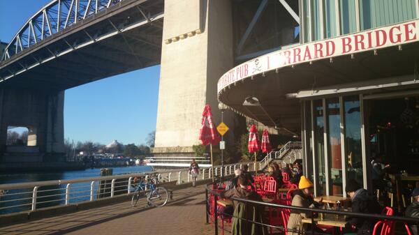 The sun-drenched patio at The Pirate Pub