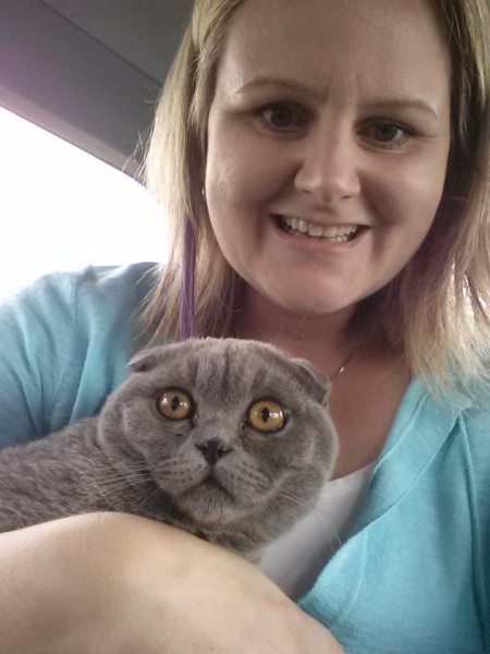 Chester, looking a bit nervous in the car.
