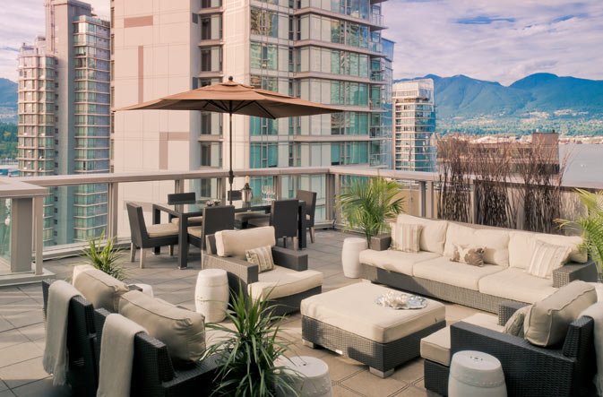 A balcony on an upper-floor suite (Loden Hotel).