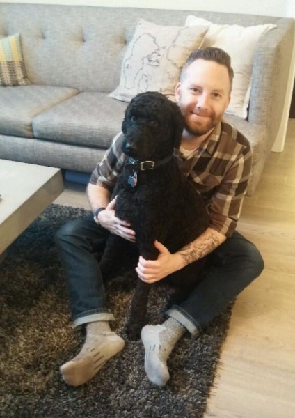 Scooter (Scott Shantz) with his Standard Poodle Hendrix.