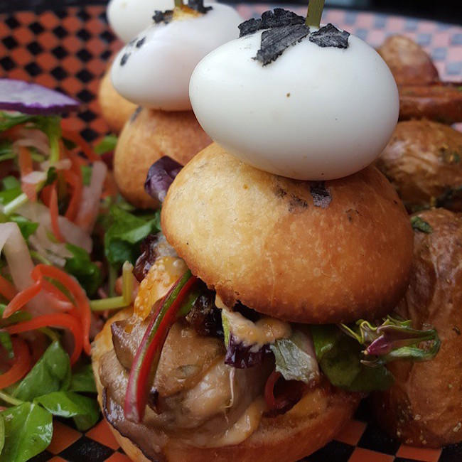 Smoked Oyster Po'Boy (a href="https://www.facebook.com/ArganBistro/photos/pb.1474232886125533.-2207520000.1436219730./1646046155610871/?type=3&theater">Argan Bistro/Facebook)