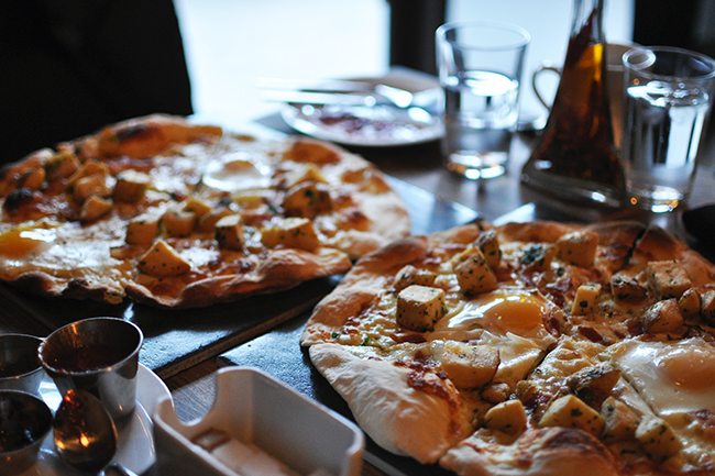 Brunch pizzas at Grotto (Jess Fleming / Vancity Buzz)