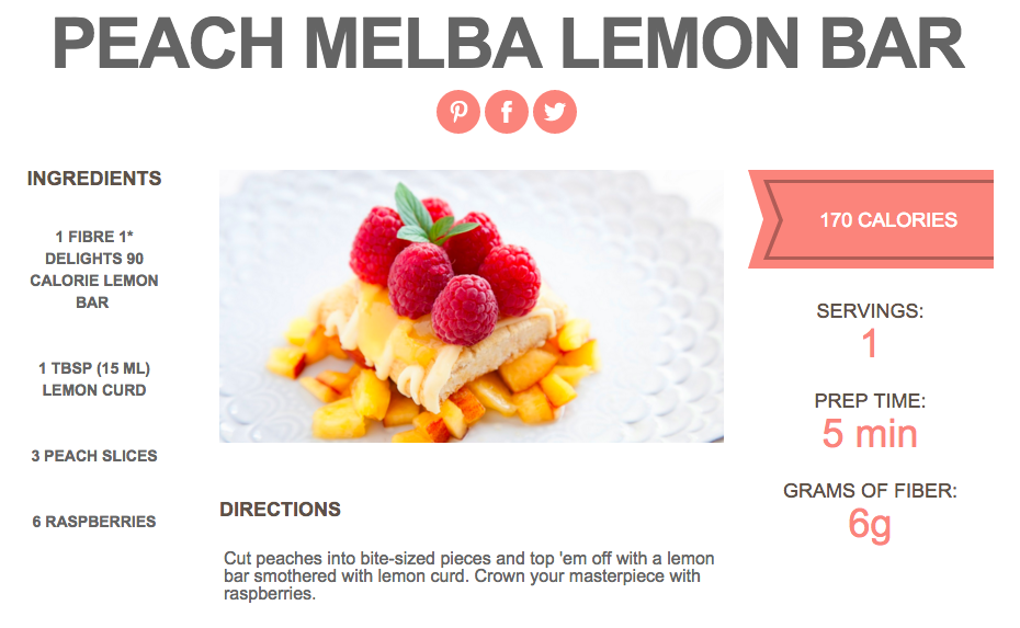 Peach Melba Lemon Bar / Fibre 1