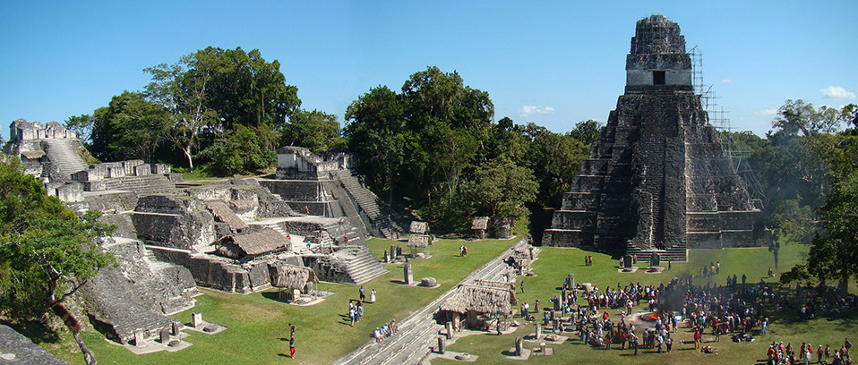 Temple I on The Great Plaza and North Acropolis seen from Temple II in Tikal, Guatemala (Bjørn Christian Tørrissen/Wikimedia Commons)